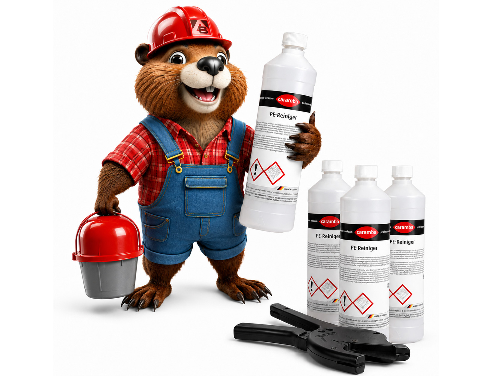 Caramba PE-Reiniger in der 1.000-ml-Flasche, DVGW VP 603 – Maskottchen von AB Industrie Service