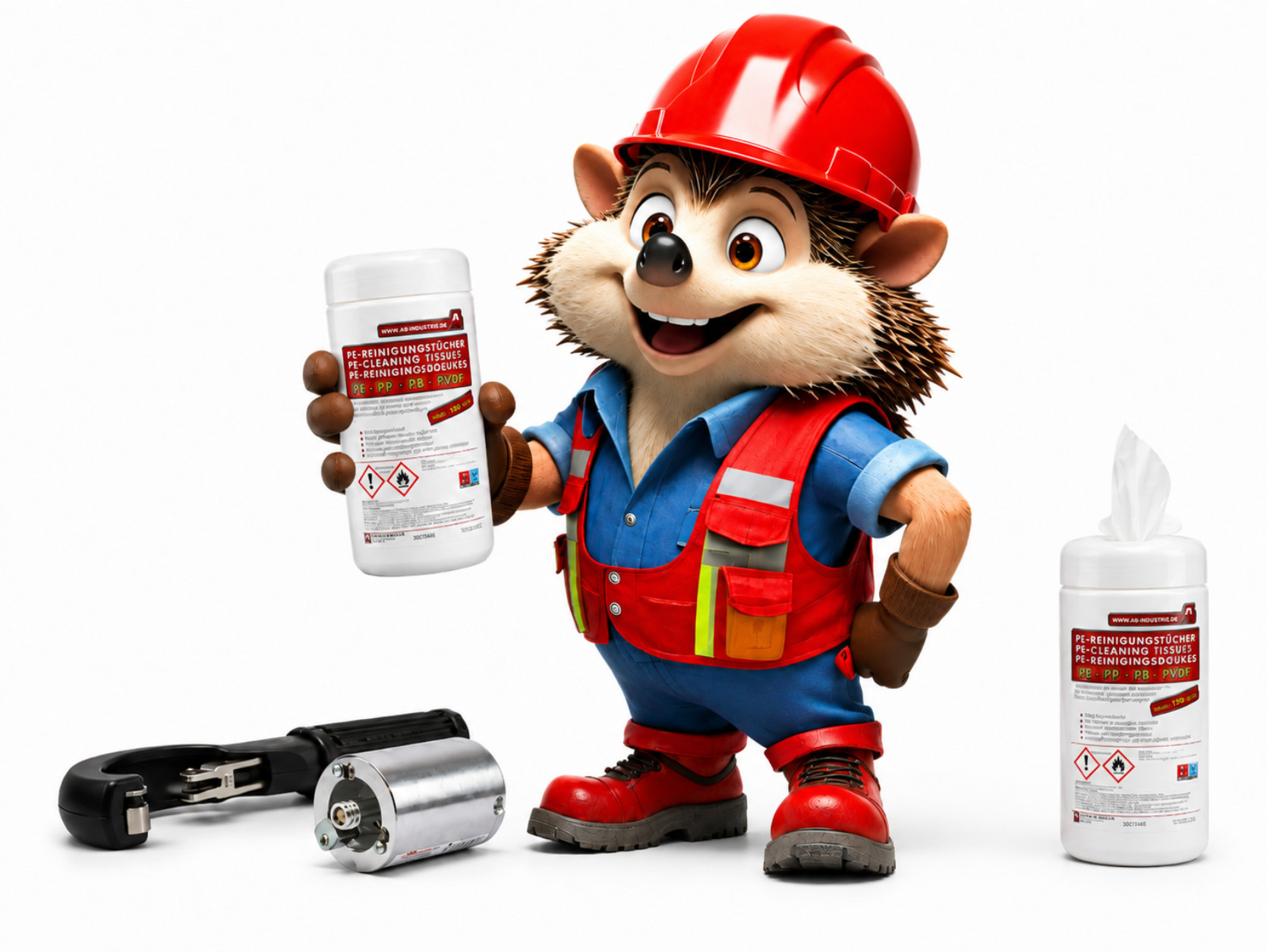 PE-Reinigungstücher in der Dose, 150 Tücher – Maskottchen von AB Industrie Service